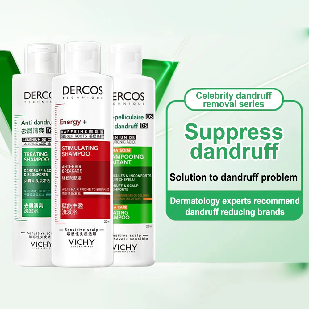1/3 Uds VICHY Dercos limpieza profunda Control de aceite del cuero cabelludo anticaspa esponjoso calmante cabello dañado champú para el cuidado del cuero cabelludo suave 200ml
