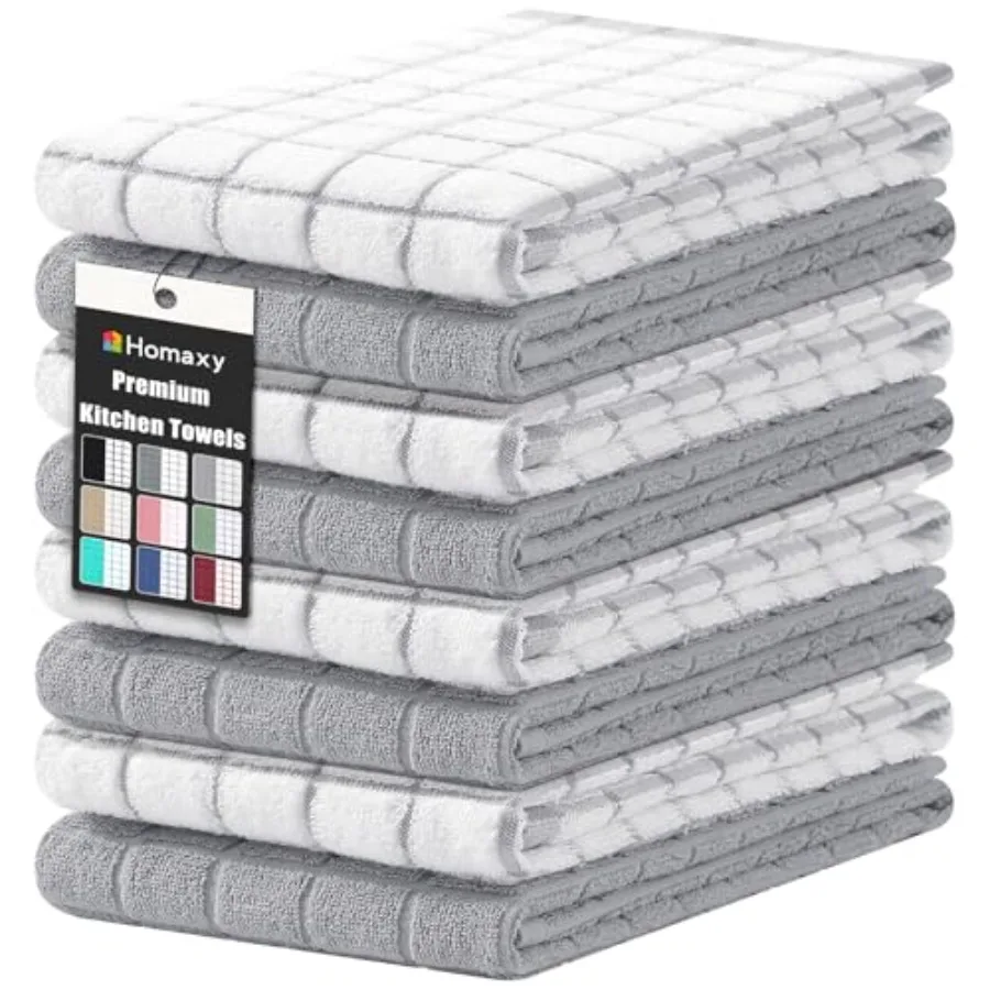

Premium Cotton Kitchen Towels 16"x 28" Large Natural Ring Spun 390 GSM Dish Towels Super Absorbent Terry Kitchen Hand Towels So