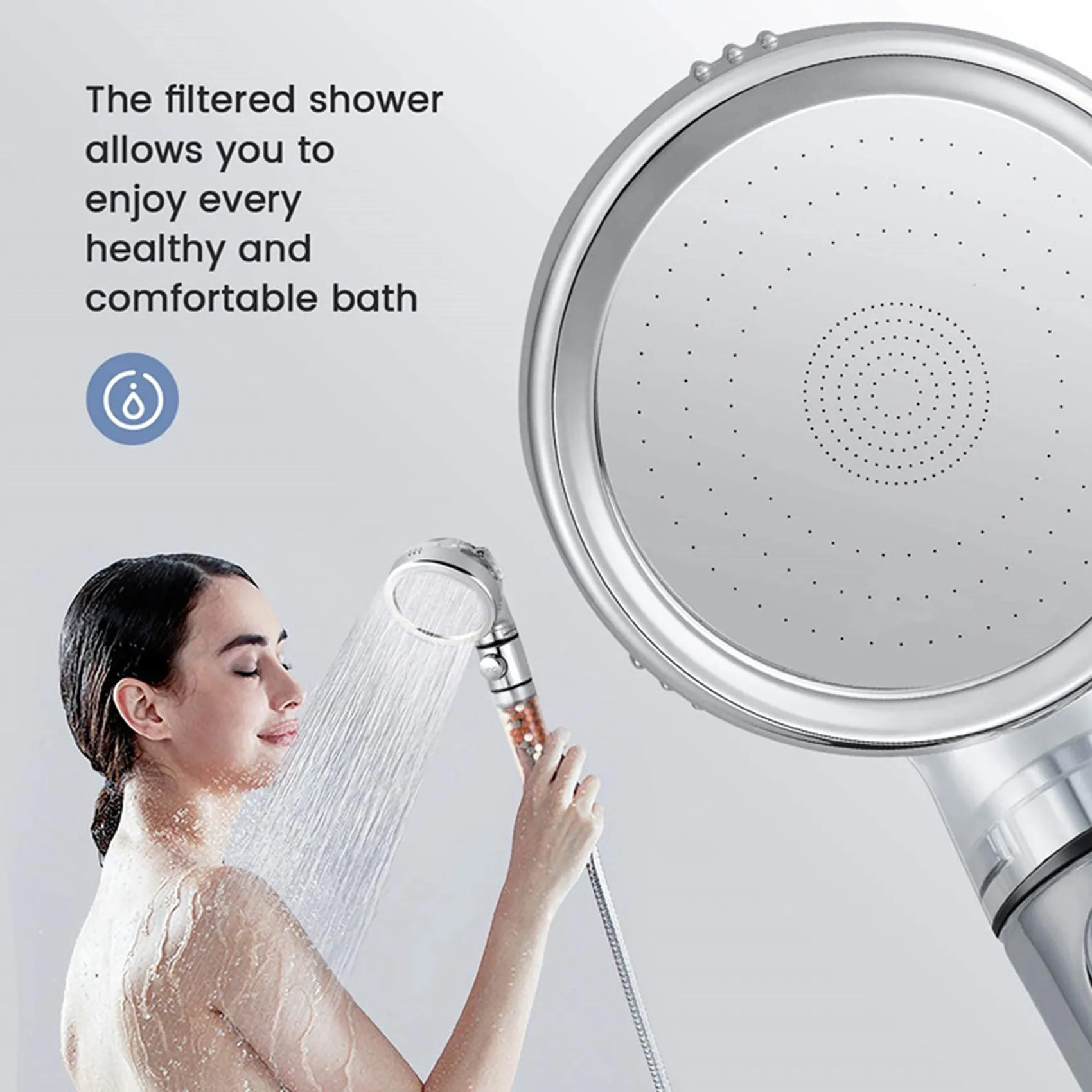 

RABIT AS59~ 2X 3 Modes SPA Filter Shower Head High Pressure Saving Water Handheld Shower Nozzle Premium Bathroom Water Filte