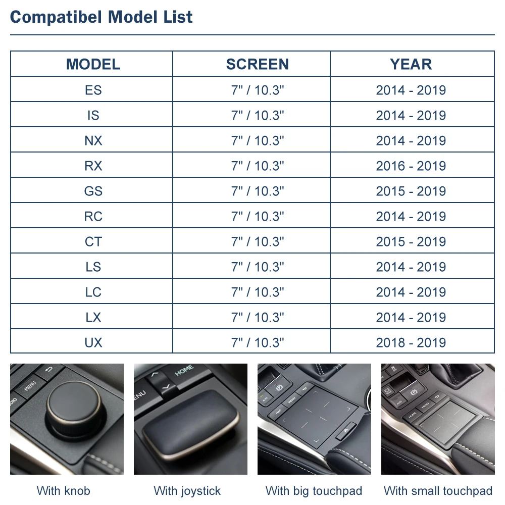Wireless CarPlay Android Auto for Lexus NX RX IS ES GS RC CT LS LX LC UX GX 2014-2019, with Mirror Link Car Play Functions