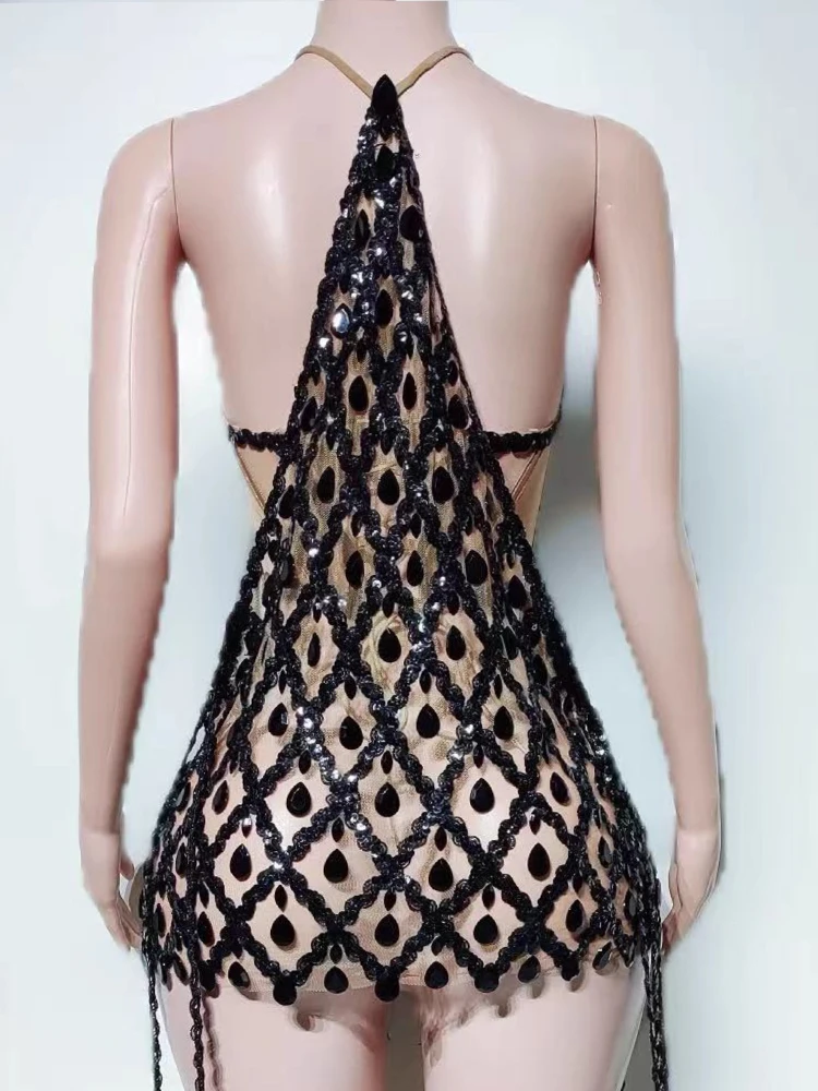 High Quality Rhinestone Sexy Neck Hanging Elastic Dress 2025 New Fashion Custom Women'S Clothing