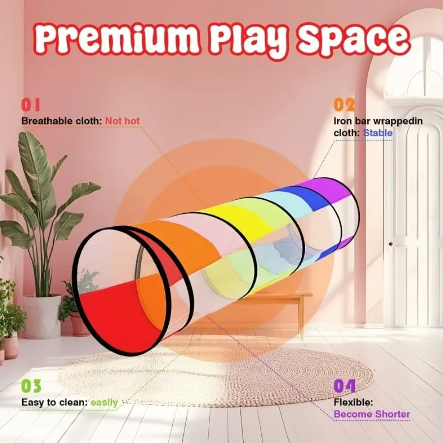 Play TunnelPop Up Crawl Through Tunnel Tente de jeu pour bébé ou animal de compagnie Tentes pop-up pliables avec sac de transport Tunnel de jeu coloré avec