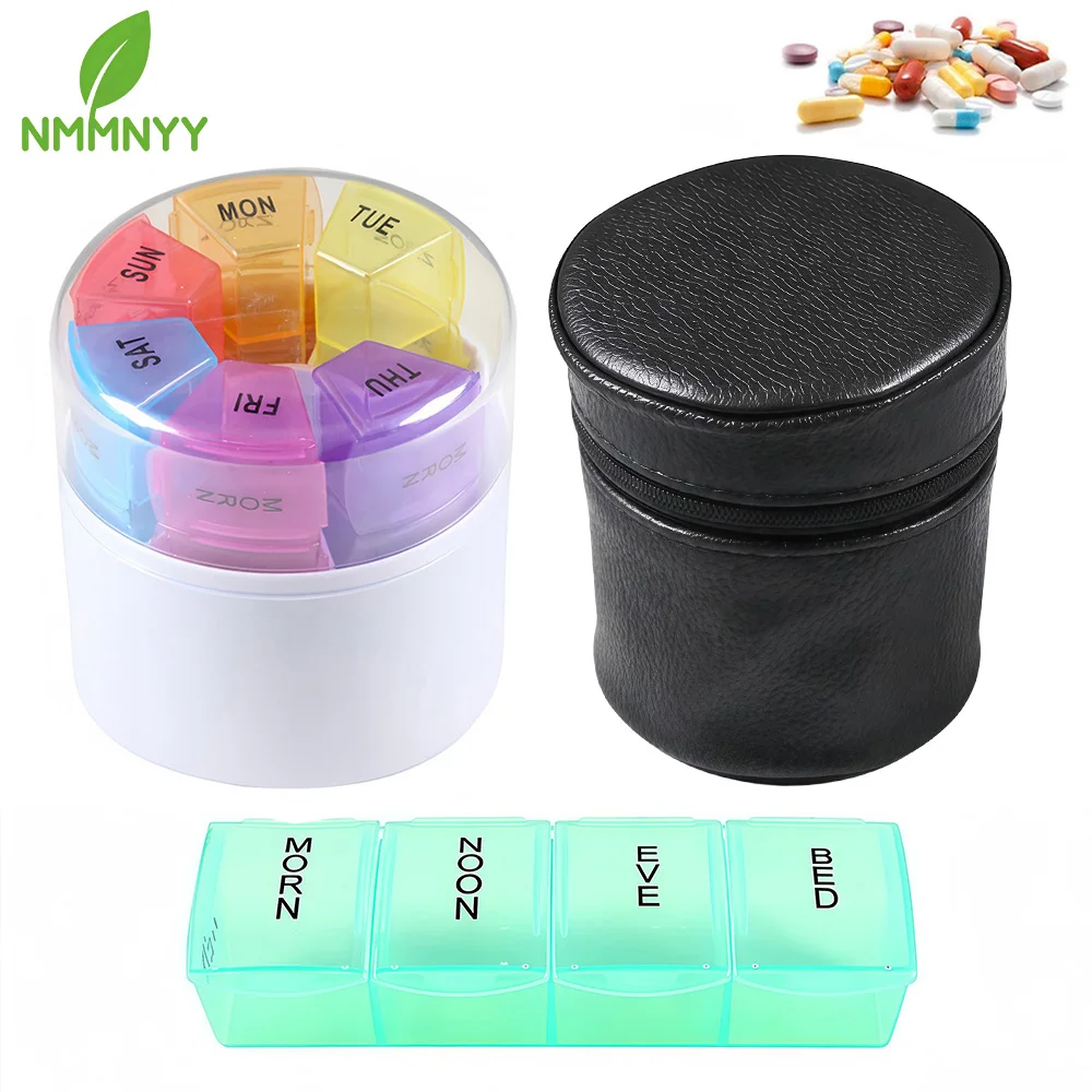 

Weekly Pill Organizer 4 Times a Day, 7 Day Pill Cases, Large Portable Pill Box Medicine Organizer for Pills Vitamin Fish Oil