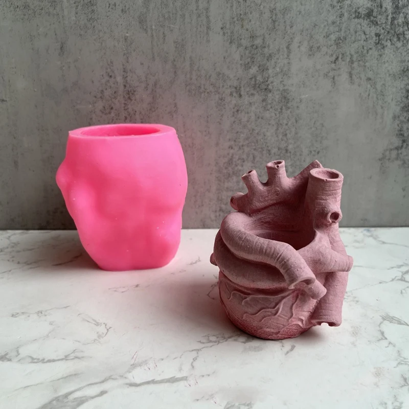 Heart Vessel Flower Pot Mold Vessel Silicone Mold Concrete Holloween Mold 37JB