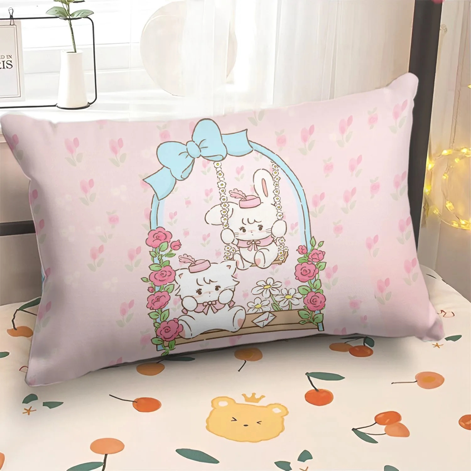 Cartoon Mikko Printed Pillow With Cover Cute Mousse Cammy Latte Souffle Soft Comfortable Pillow Sofa Chair Car Bed Back Cushion