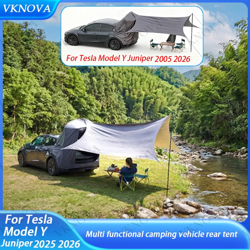 For Tesla Model Y Camping Car Rear Tent Outdoor Car Trunk Tent with Canopy Car Trunk Extension Tent Sunshine-Proof Camping parts