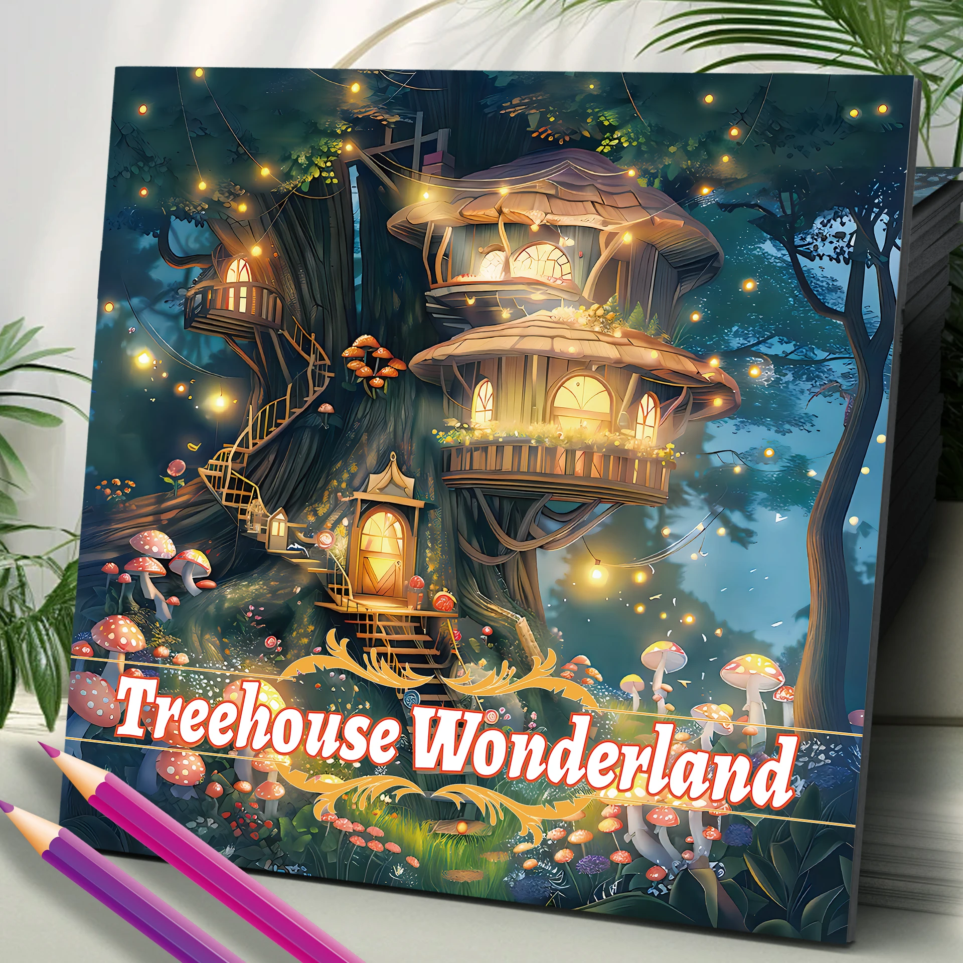 Libro de imágenes para adultos, libro para colorear Treehouse Wonderland, 20 páginas para aliviar el estrés, matar el tiempo, dibujo de pintura de Graffiti para niños