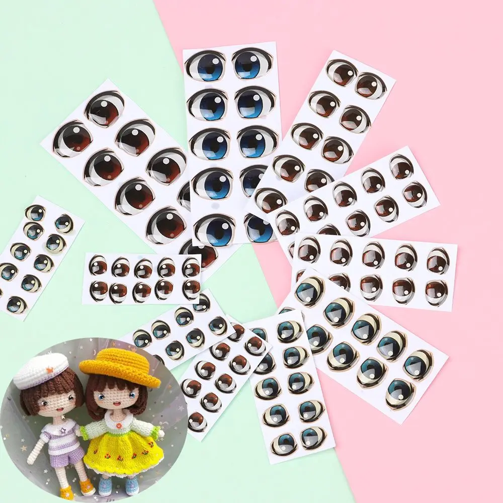 10 Pai Boy/Girl Glass crystal Decals Cartoon Eyes Stickers Eye Chips Paper Anime Figurine Doll Face Organ Paster