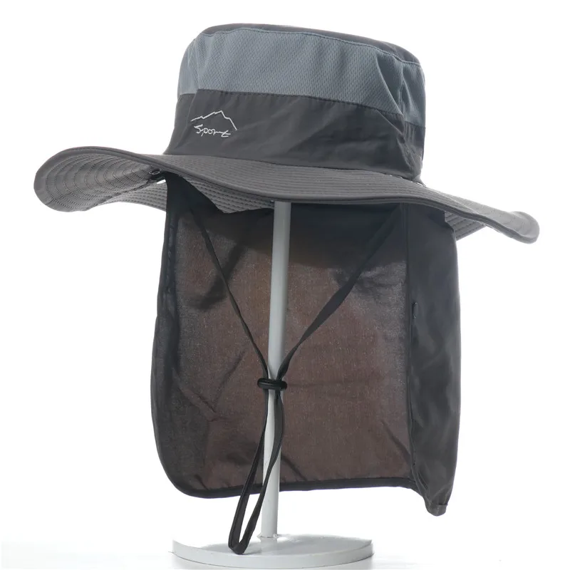 CAMOLAND Breathable Mesh Bucket Hat With Neck Flap Women Men Waterproof Hiking Fishing Hats Summer UV Protection Sun Caps