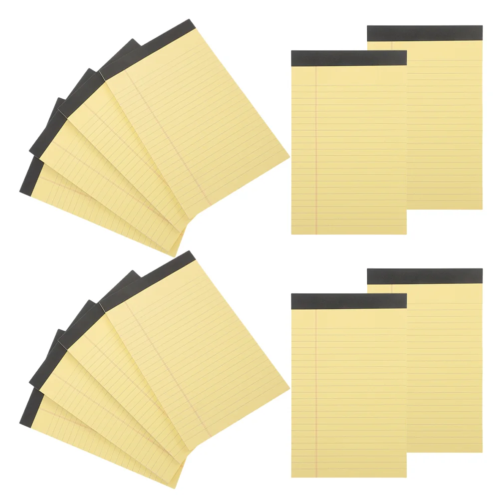 

12 Pads Lined Note Notebooks for Work Students Portable Notepad Yellow Office Supplies Horizontal Grid