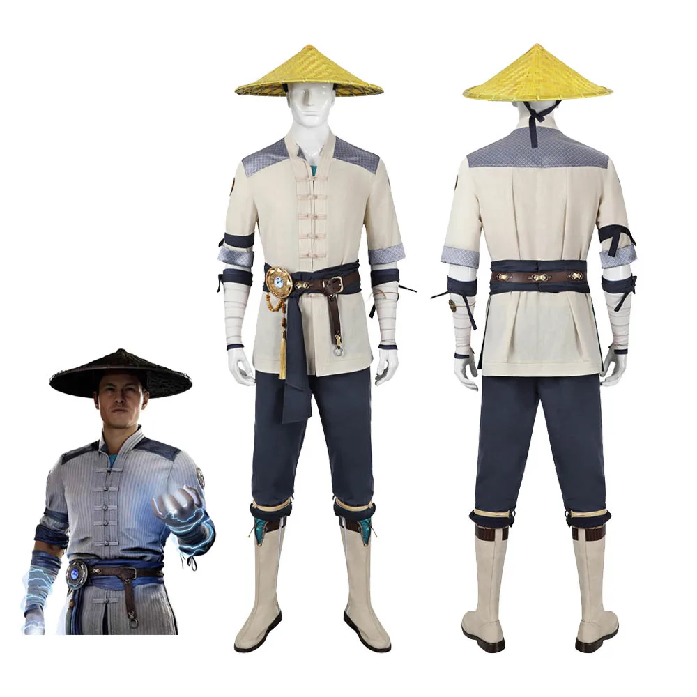 Mortal Kombat 1 Raiden Cosplay Costume Fighter Suit Uniform Raiden Battle Suit Men's Roleplay Halloween Carnival Outifts Cosplay