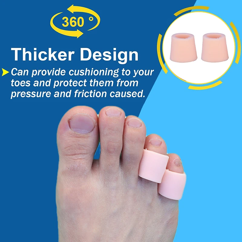 Pexmen 2Pcs Pinky Toe Protector Open Toe Sleeve Gel Toe Caps Covers for Toenails Loss Corns Blisters Calluses and Hammer Toes