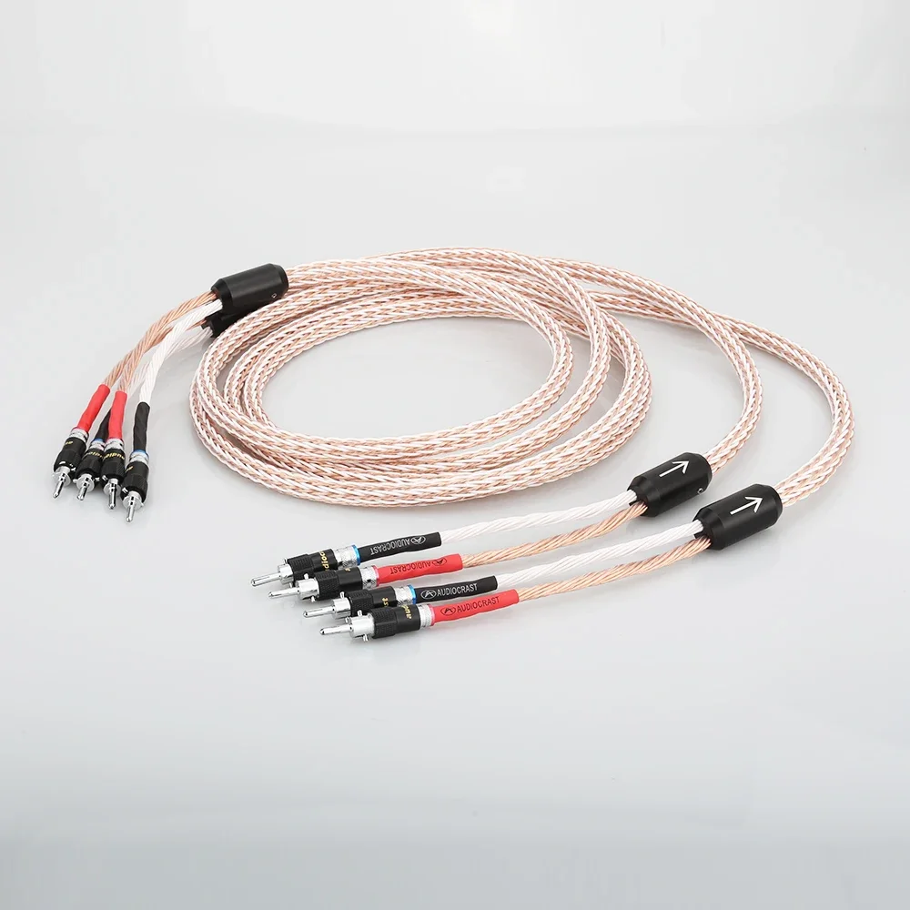 คู่ Audiocrast HiFi สายลําโพงสายลําโพงโรเดียมชุบกล้วยปลั๊ก 10AWG (OFC) สายลําโพง
