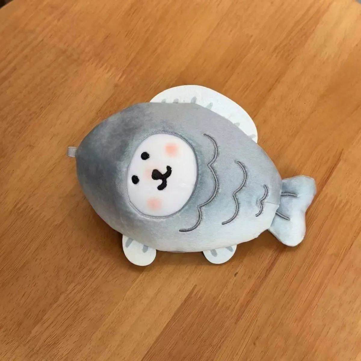 Uroczy, samokrytykujący pluszowy breloczek do kluczy z misiem, motyw chleba i rybki, kawaii biżuteria do torby, kreatywny prezent.