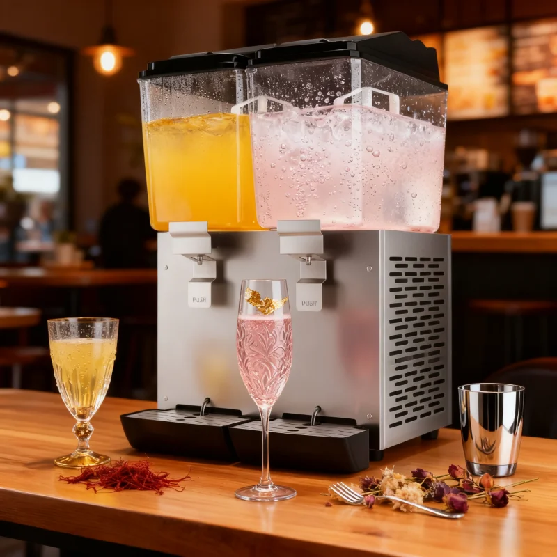 

2 Tanks Drink Dispenser 16L+16L Large Capacity Cold Juice Milk Dispenser Mixed Beverage Machine Equipment