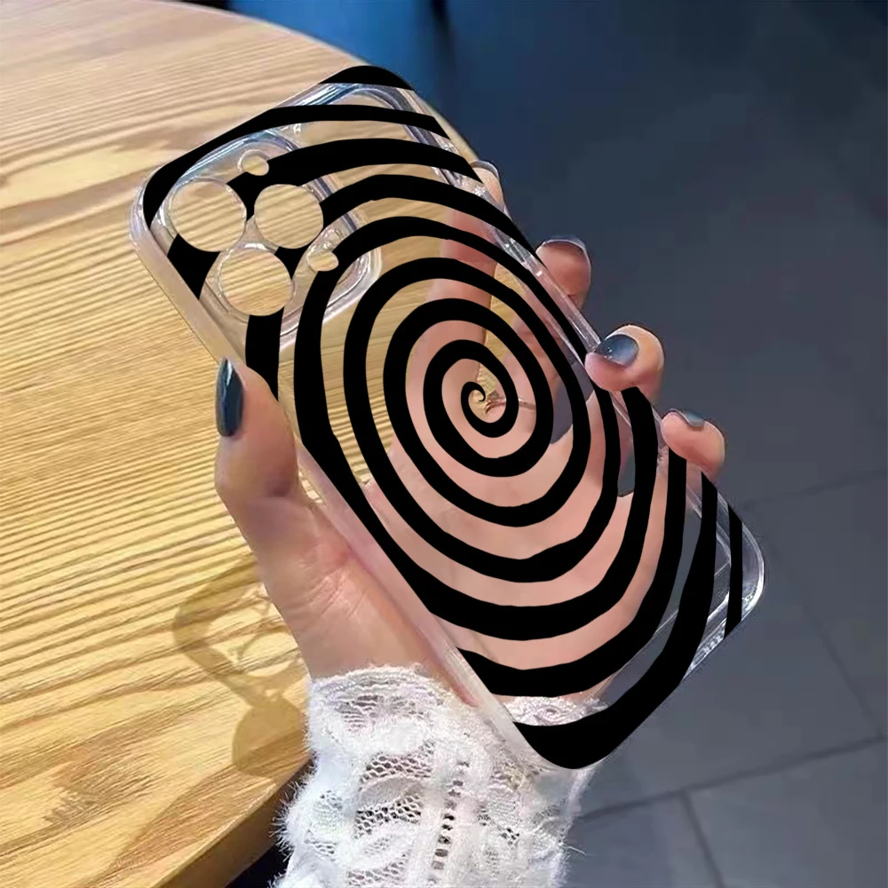 Black Spiral Vortex Phone Case For Samsung Galaxy S26 S24 S22 S25 S23 Ultra Plus Shockproof Cover For Galaxy S25+ S24+ S23+ S26+