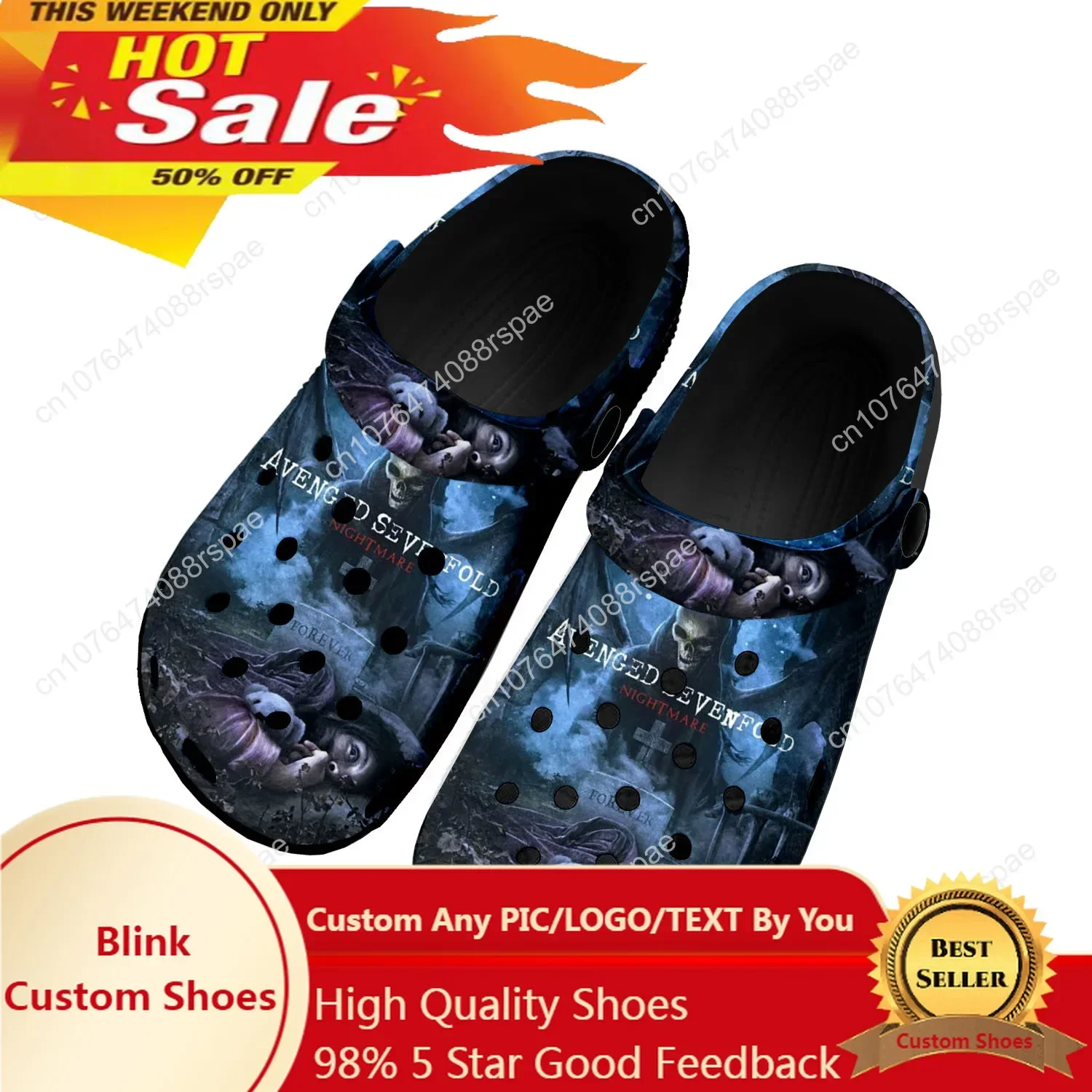 

Avenged Sevenfold A7X Home Clogs Custom Water Shoes Mens Womens Teenager Shoe Garden Clog Breathable Beach Hole Slippers Black