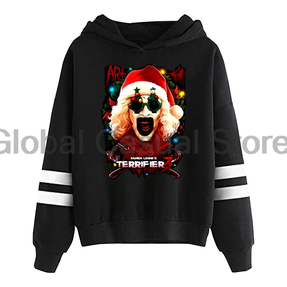 Terrifier 3 Yuletide Terror Hoodie Christmas Merch Pocketless Parallel Bars Sleeve Streetwear Women Men Hooded Sweatshirts