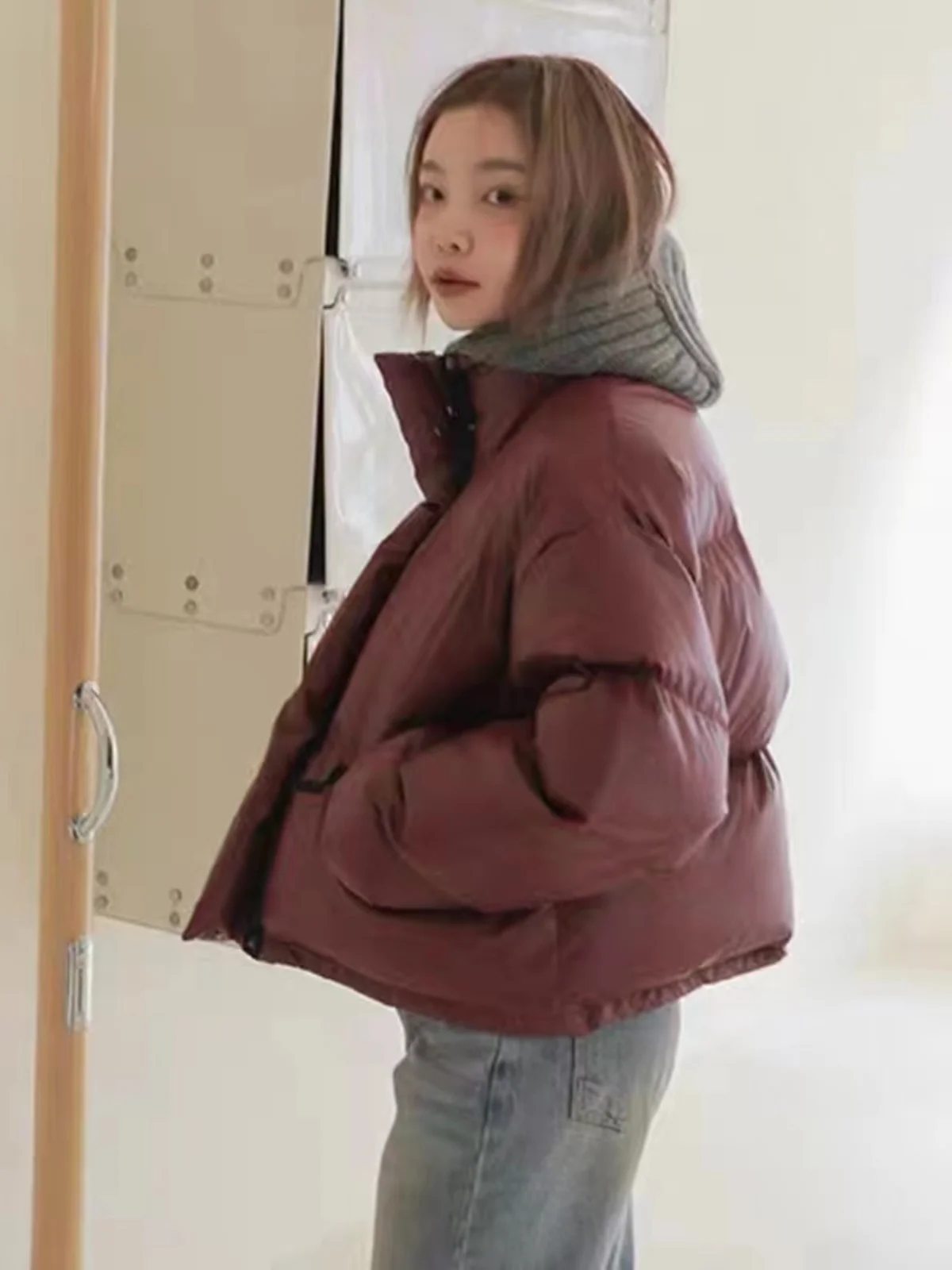 

Утепленная хлопковая куртка-пуховик женская свободного кроя со вставками из хлопка, теплая, универсальная, повседневная верхняя одежда