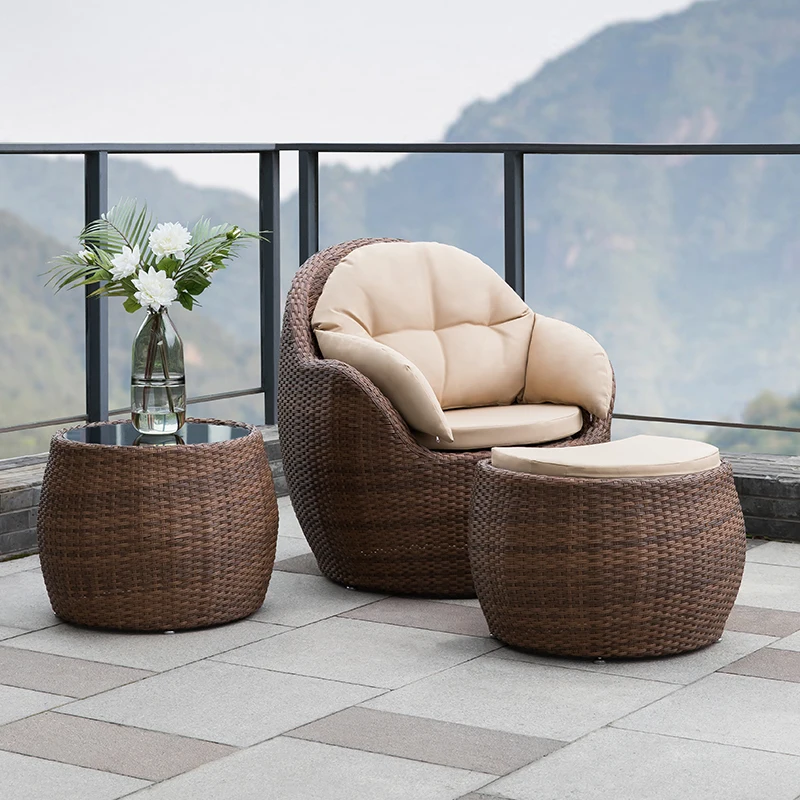 #Courtyard Garden Outdoor Made Of Rattan Sofa Villa Balcony Furniture Set Hotel Patio All-weather Waterproof Leisure Cane Chair