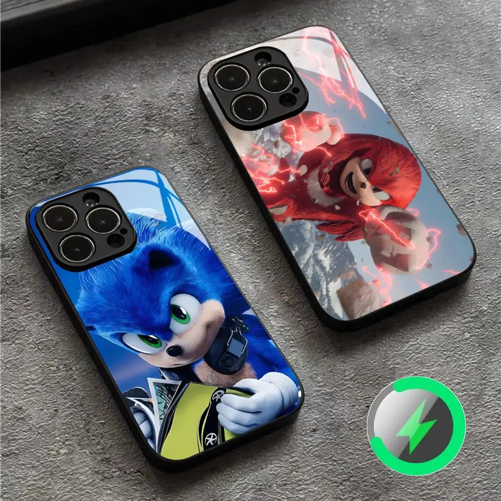 Sonic The Hedgehog Phone Case For Iphone 16 15 14 12 11 13 Pro Max Mini X Xr Xs Se 8 7 Puls Magnetic Attraction Glass