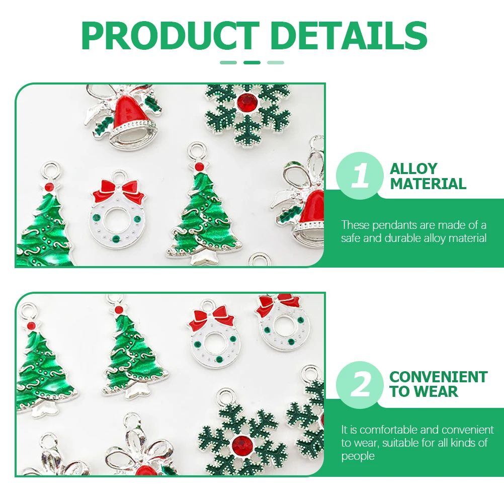 

28 Pcs Snowflake Bell Christmas Tree Alloy Charms for Jewelry Making Classic Colors DIY Necklace Bracelet Earring Keychains