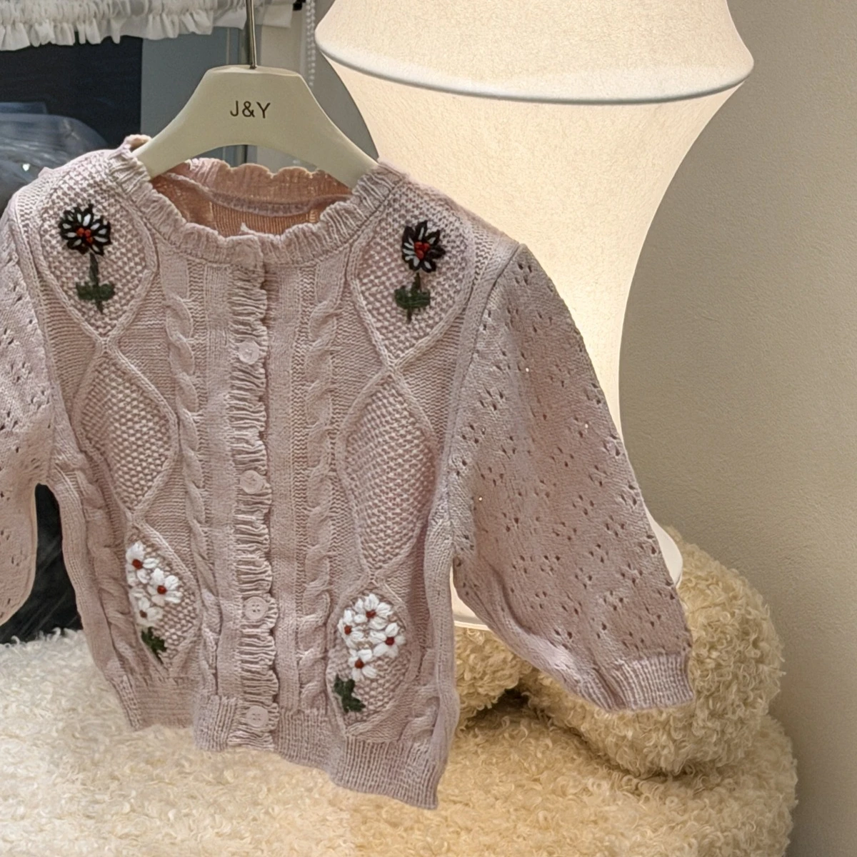 Girls Sweater 2026 Spring and Autumn New Childrens Clothing Korean Style Girl Baby Gentle Lady Embroidery Twist Knitted Cardigan