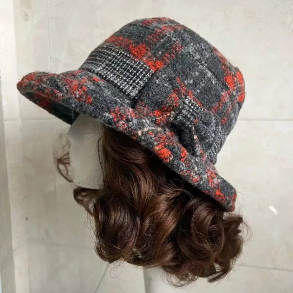 Autumn Winter With Curly Hair Fisherman Hat With Wig Attached Wig Bowknot Wig Bucket Hat Casual Warm Fisherman Cap Women