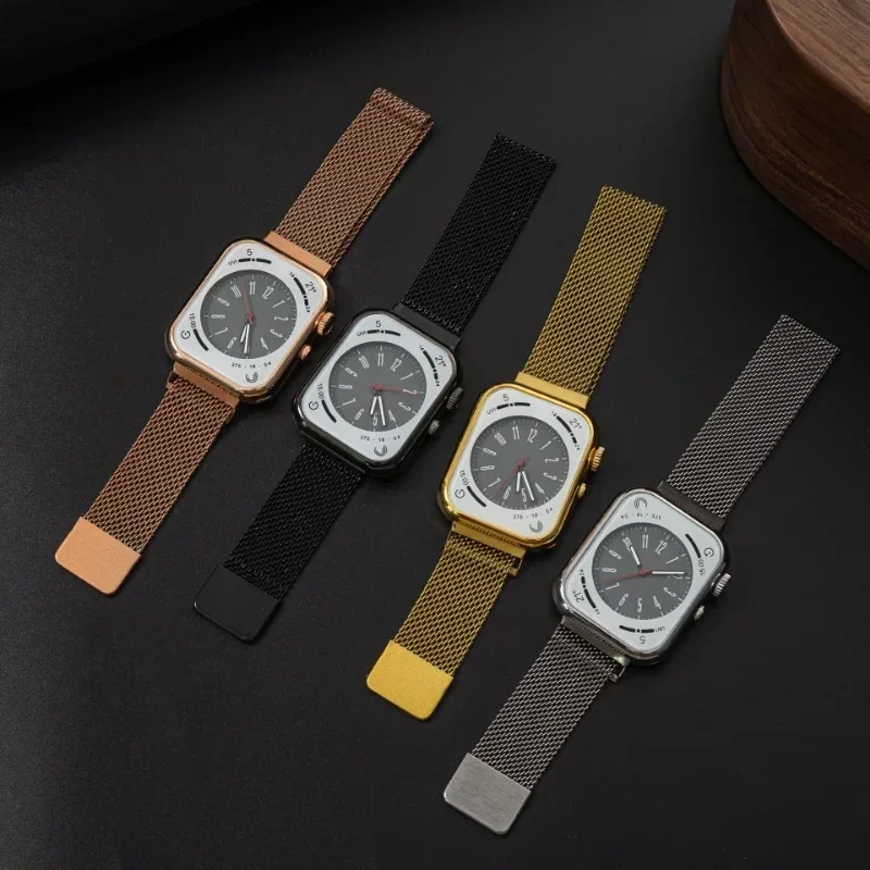 Quartz Square Magnet Mesh Strap Watch, relógio não inteligente para homens e mulheres, relógio estilo esportivo, drop shipping, marca