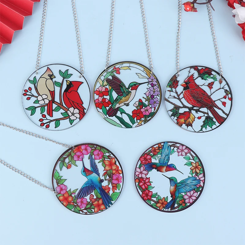 Acrylic Hummingbird Flower Pattern Pendant Window Decoration Pendant Interior Decoration