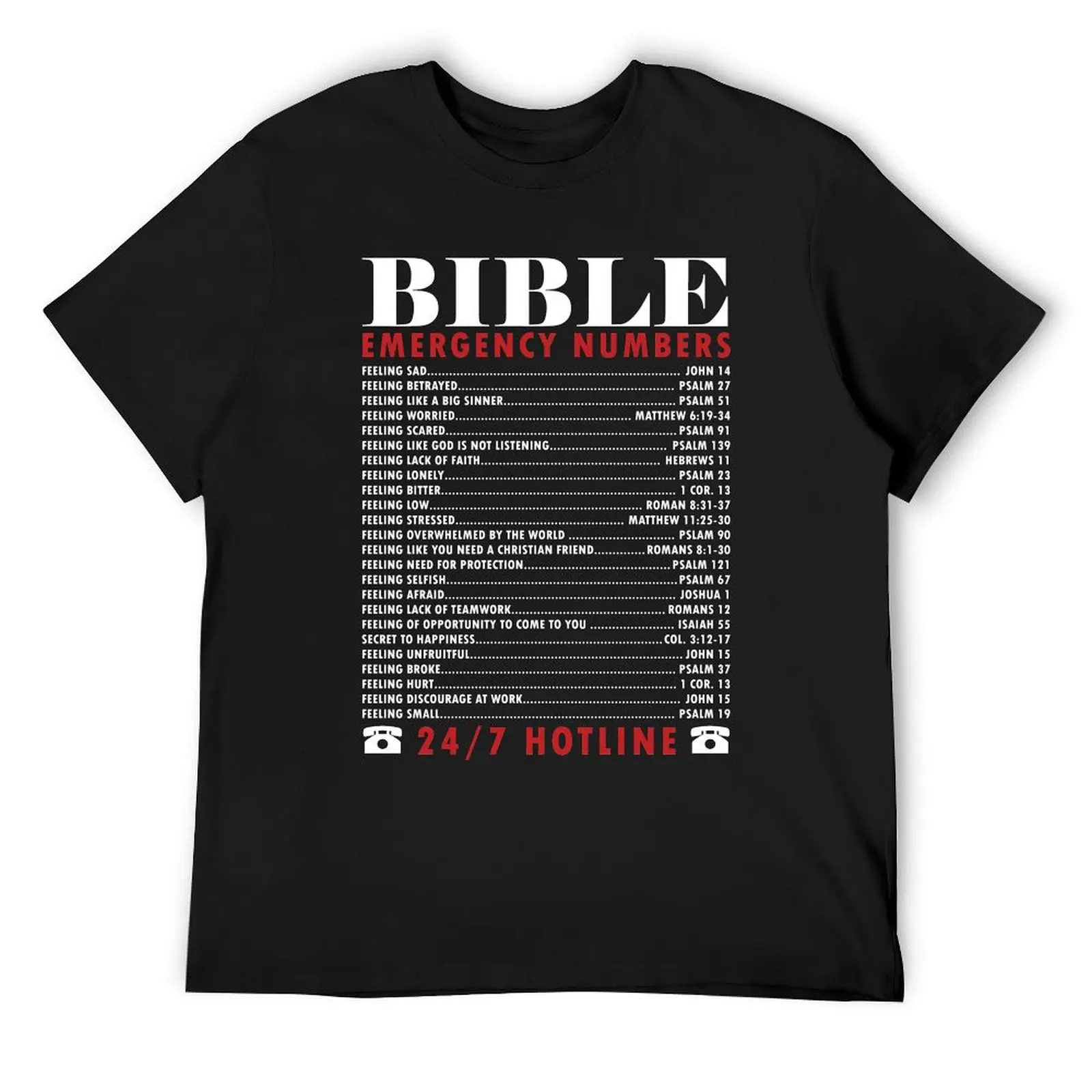 

Bible Emergency Numbers T-Shirt basketball graphic tees tops vintage graphic tee cute tops mens clothes