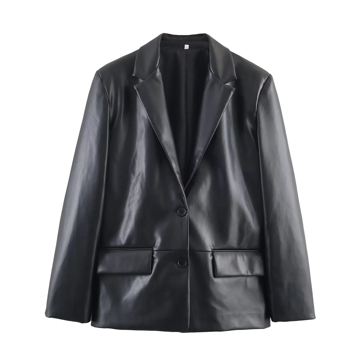 Blazer in pelle vintage da donna Giacca da donna con colletto oversize Cappotto a maniche lunghe Top casual Giacche autunno inverno Streetwear