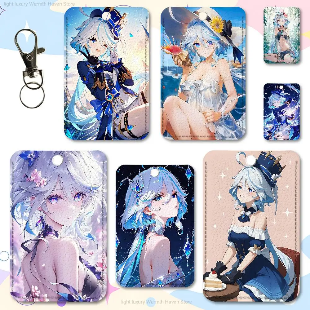 

G-Genshin Impact Furina Custom Access Card Case Leather Card Holder Transportation Card Case Gifts