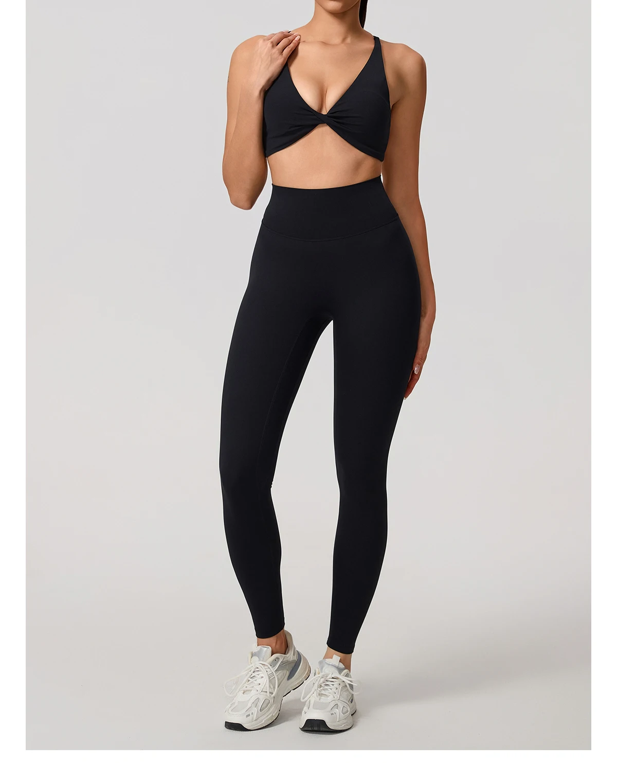 Hearuisavy Damen Workout-Set 2-teilig Sport-BH Hochtaillierte Leggings Rückenfreies Yoga-Top Fitness-Laufhose für Frauen – Detail 26