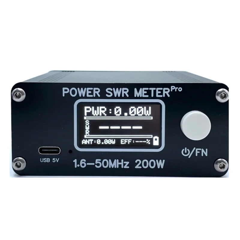 

Classy-1.6-50Mhz 0.5W-200W Shortwave Power SWR Meter Pro PWR SWR Meter With 1.29 Inch OLED + 50 Hours Battery Durable Blac