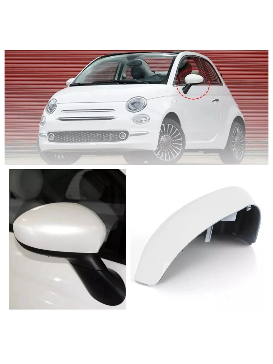 Couvercle de rétroviseur d'aile de porte, blanc, pour passager, gauche et droite, pour voiture, pour Fiat 500 2007 – 2023