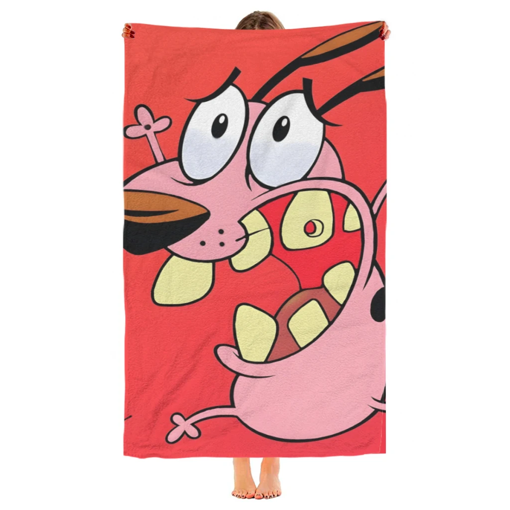 Cartoon T-COURAGE C-Cowardly Dogs Beach Towel  Poncho Bathing Towels Cover-ups Quick Dry Sand Free Yoga Spa Gym Pool