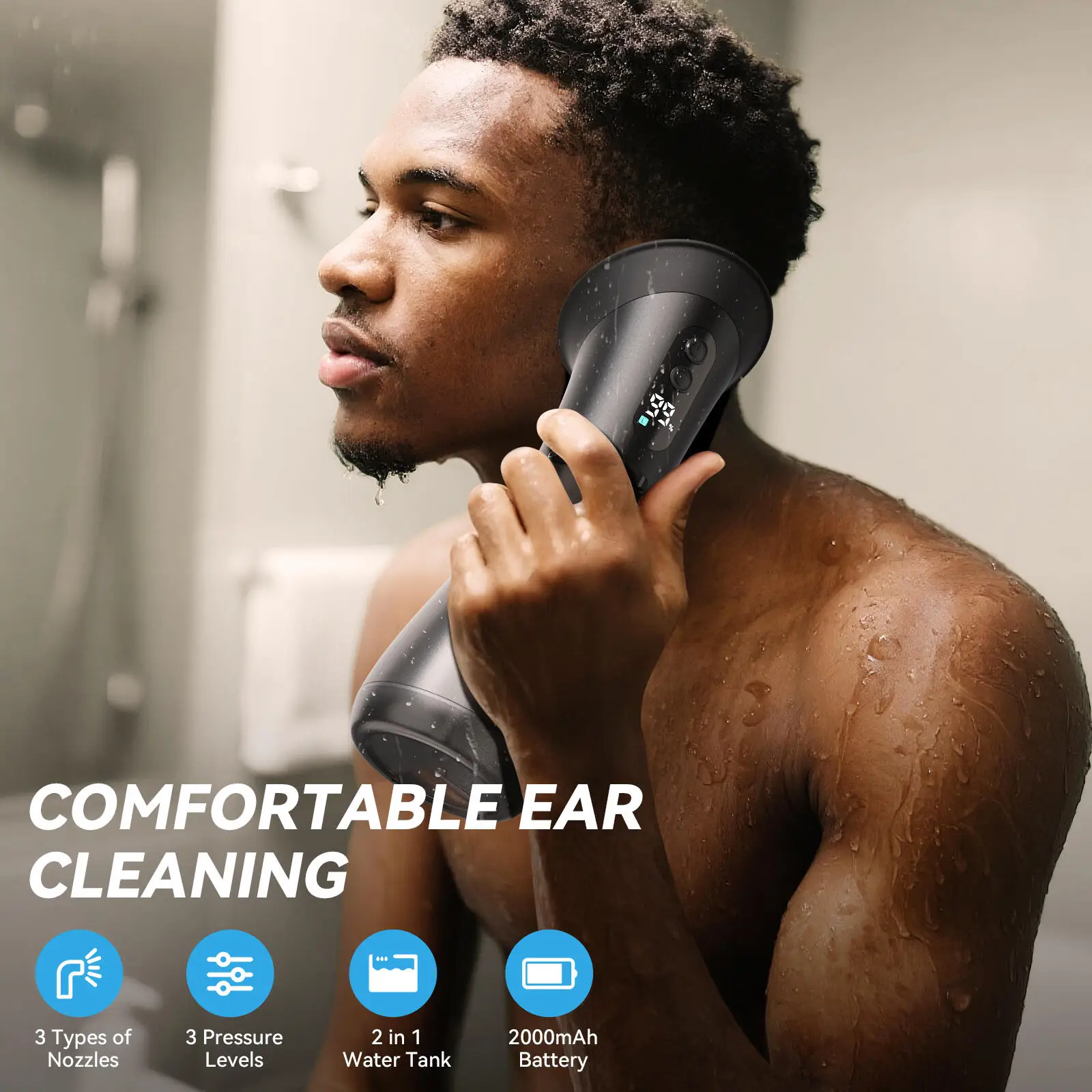 

JianYouCare Ear Wax Removal comfortable ear canal care Irrigation Flusher 3 Pressure level rechargeable Safety Effective cleaner