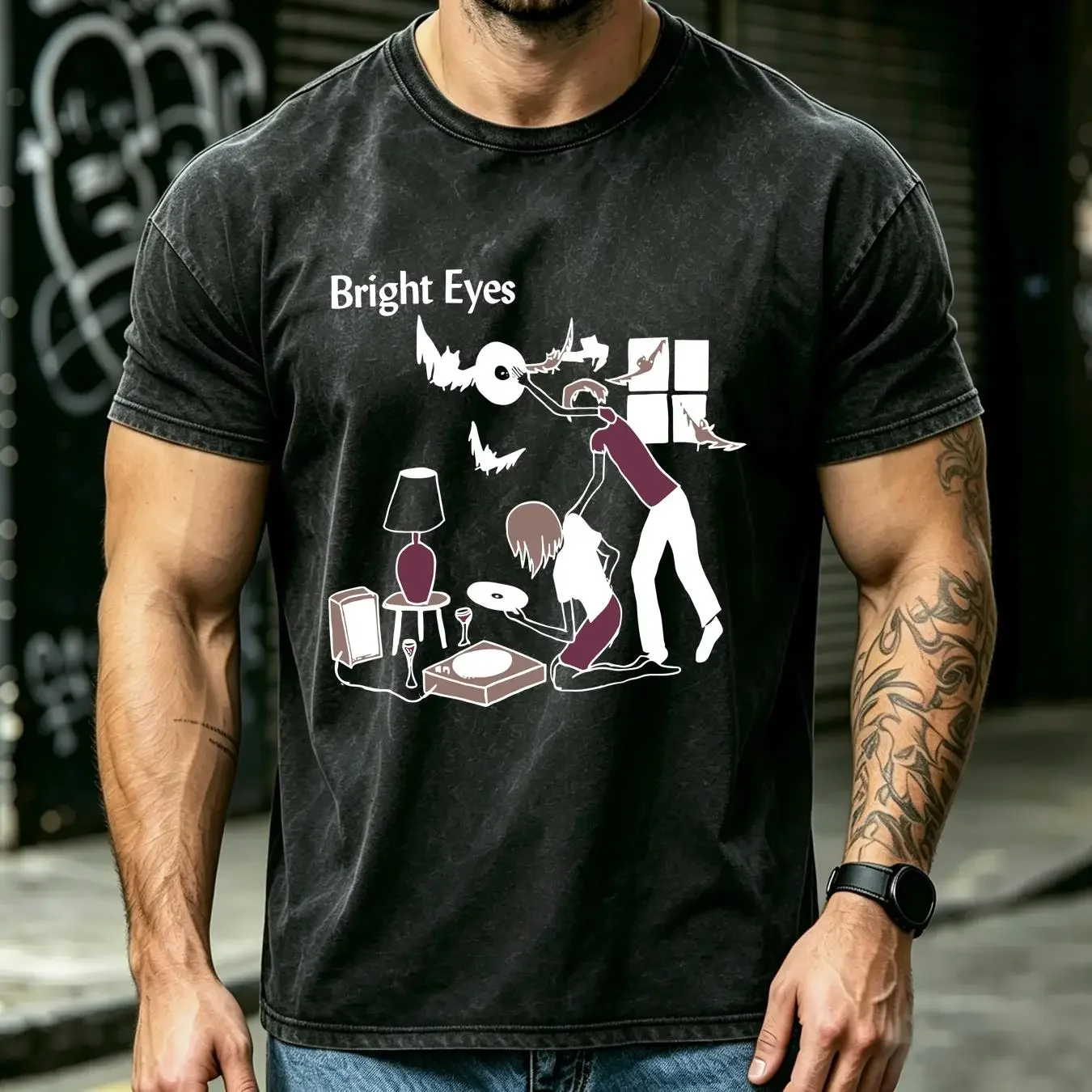 washed T Shirt Retro Bright Eyes Conor ObersT Oh Holy Fools Black S 5XL VE737 vintage Washed streetwear Stylish Unisex