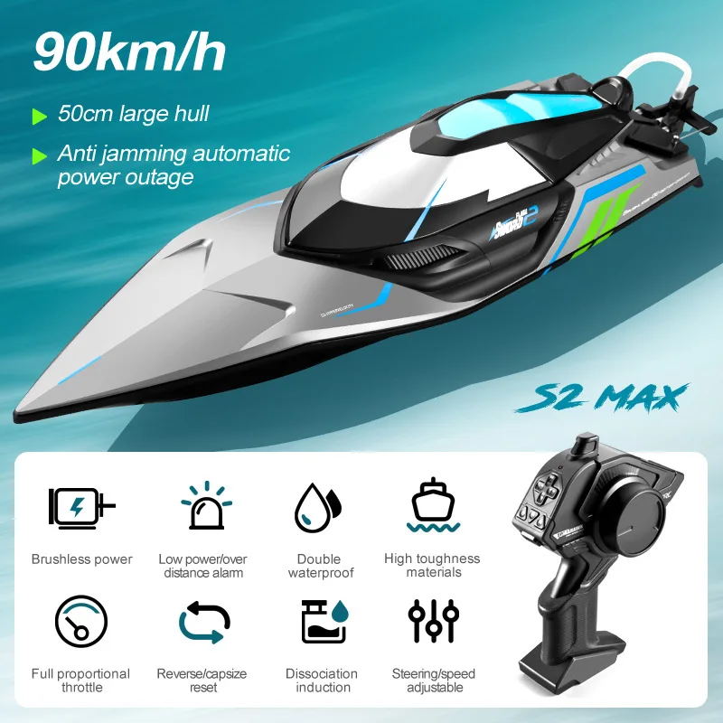 S2 Brushless Ultra Large High Speed Remote Control Boat Waterproof Rechargeable Electric Ship Model High Horsepower Racing