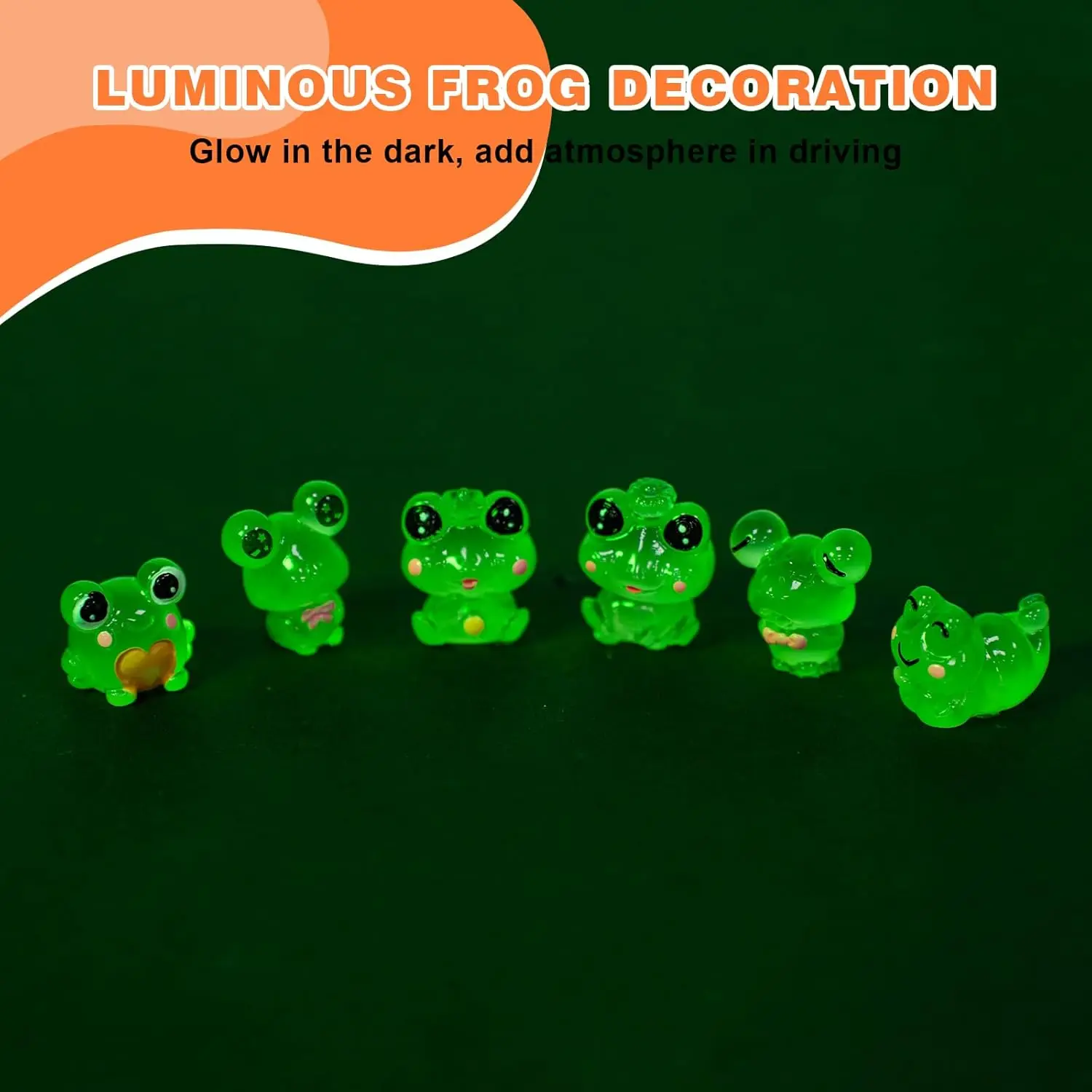 6PCS Fun Luminous Frog Car Dash Decorations Car Rear View Mirror Ornament Interior Accessories for Home Office