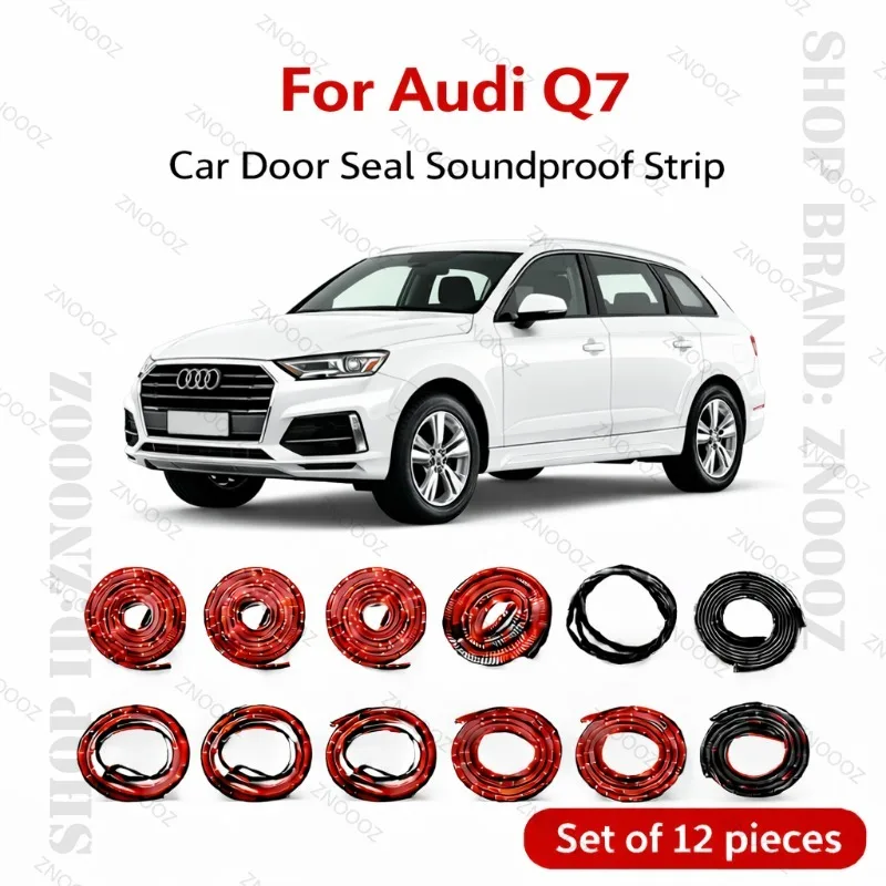 For Audi Q7 Car Door Seal Strip Rubber Double Layer Soundproof Dustproof Waterproof Door Weatherstrip 12PCS Set