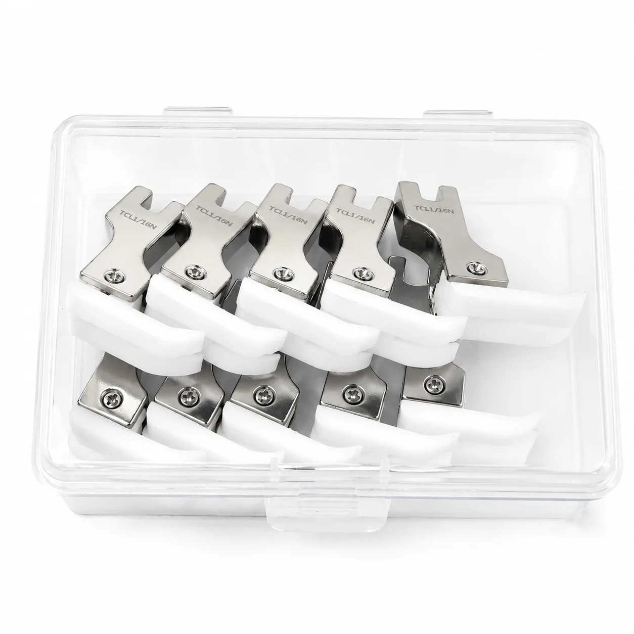 (10-Pack) 1/16 inch (0.2cm) Right and Left Compensating Non-Stick PTFE Presser Foot Fit 1-Needle Lockstitch Sewing Machines