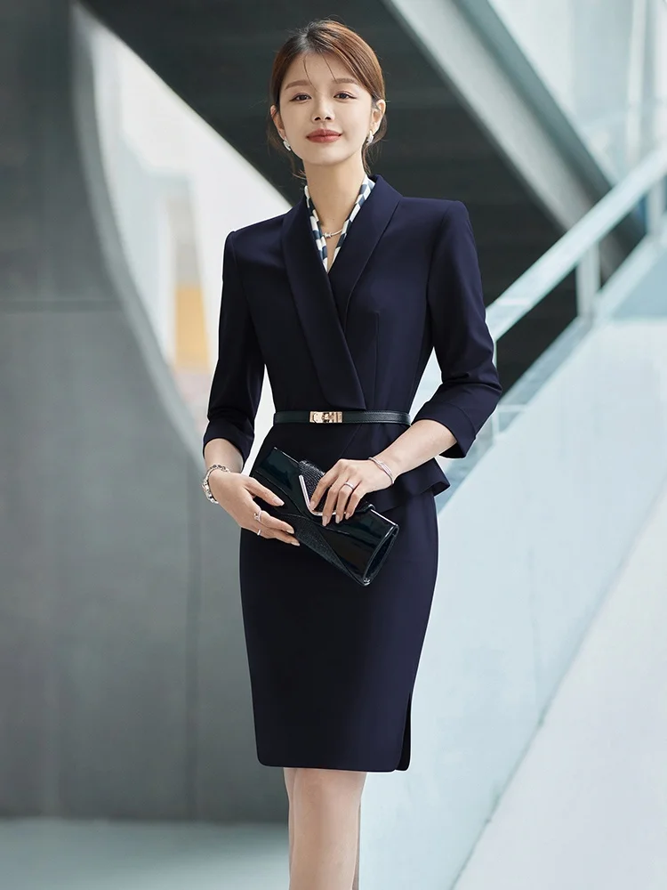 

Elegant Professional Women's Dress Set with Waist-Cinching High-End Feel Beauty Salon Formal Workwear Skirt Ensemble