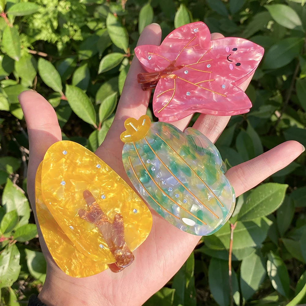 لطيف الكرتون شجرة الصبار حجر الراين القرش مشبك شعر كليب للنساء جديد مضحك كريستال ذيل حصان إكسسوارات الشعر أداة غطاء الرأس