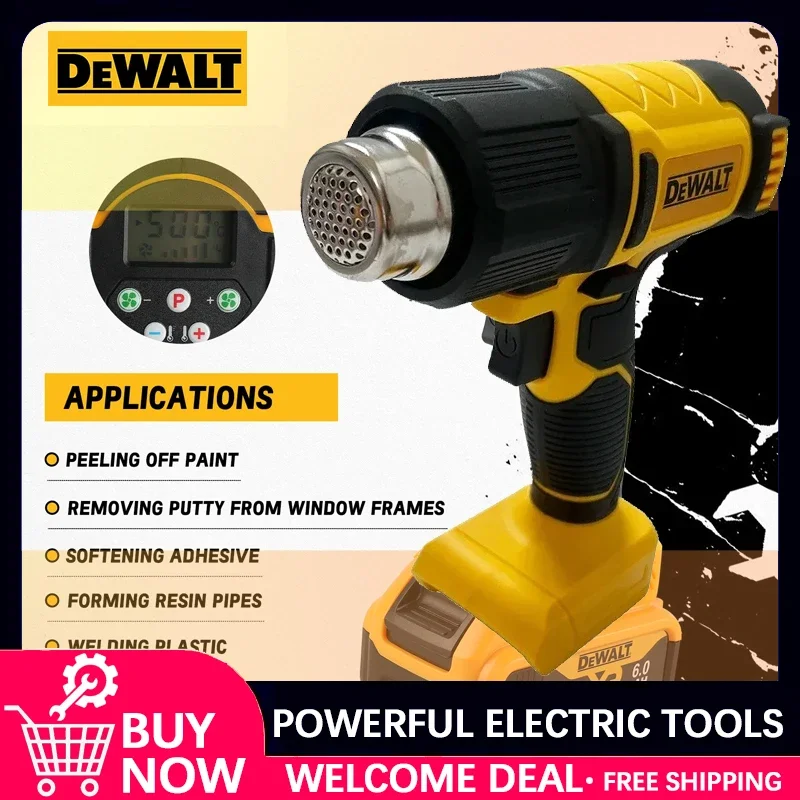 

DEWALT Cordless Heat Gun Electric Shrink Wrapping Tool Hot Air Gun Air Dryer Soldering Thermal Blower For DEWALT Battery