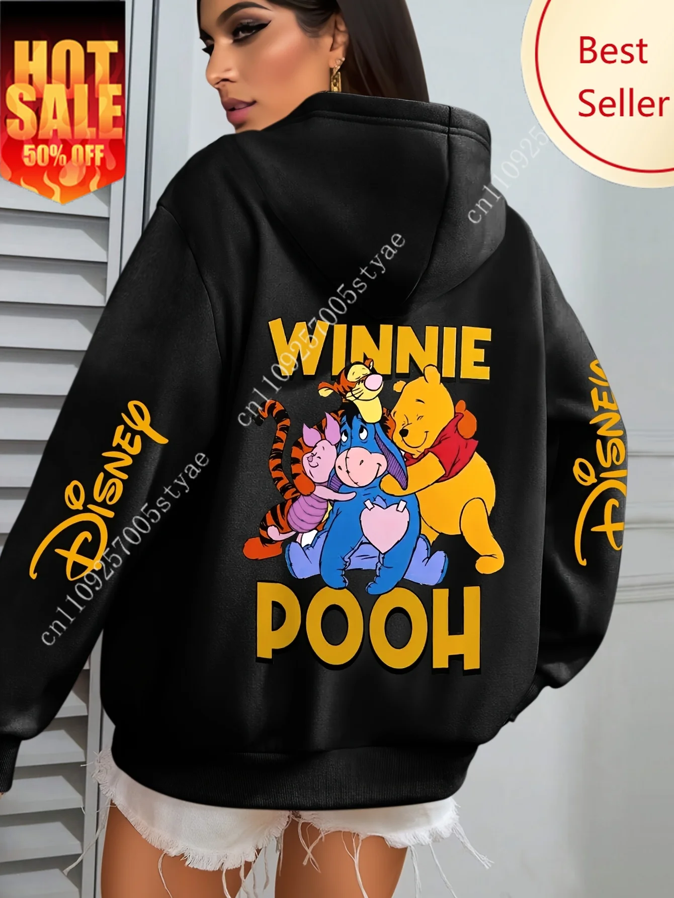 

Women's Potdemiel Winnie The Pooh Hoodies Fashion Oversized Unisex Sweatshirts Autumn and Winter Fleece Casual Versatile