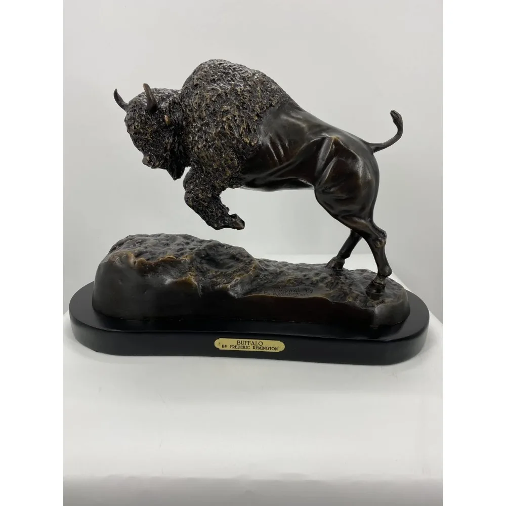 Handmade Bronze Water Buffalo Statue, Standard Size, 12 Inches High, Cast Using Traditional 