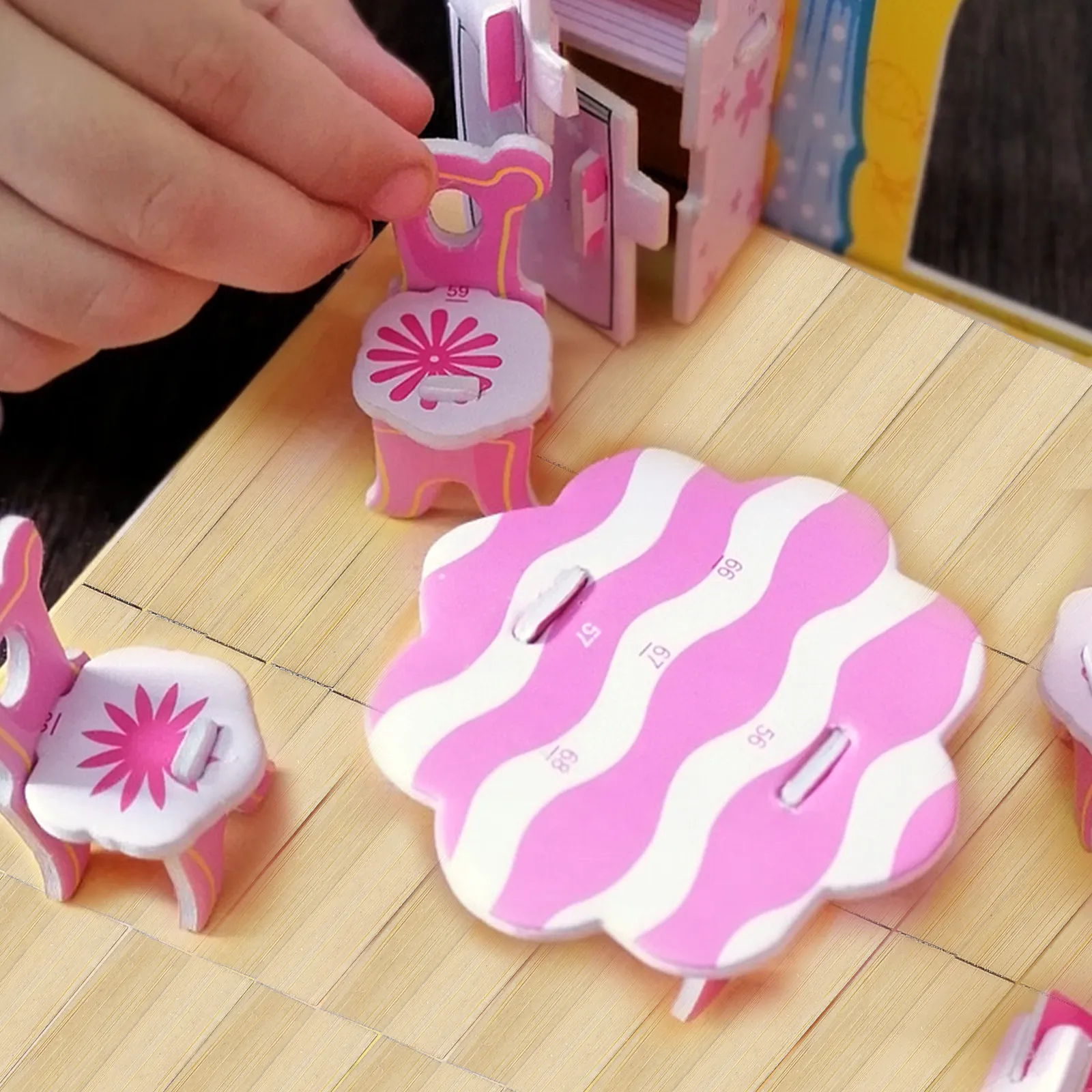 

48Pcs Miniature Dollhouse Flooring Bamboo Wood Floor Boards Tiny Rectangular Brick Sheets Miniature Room Accessories