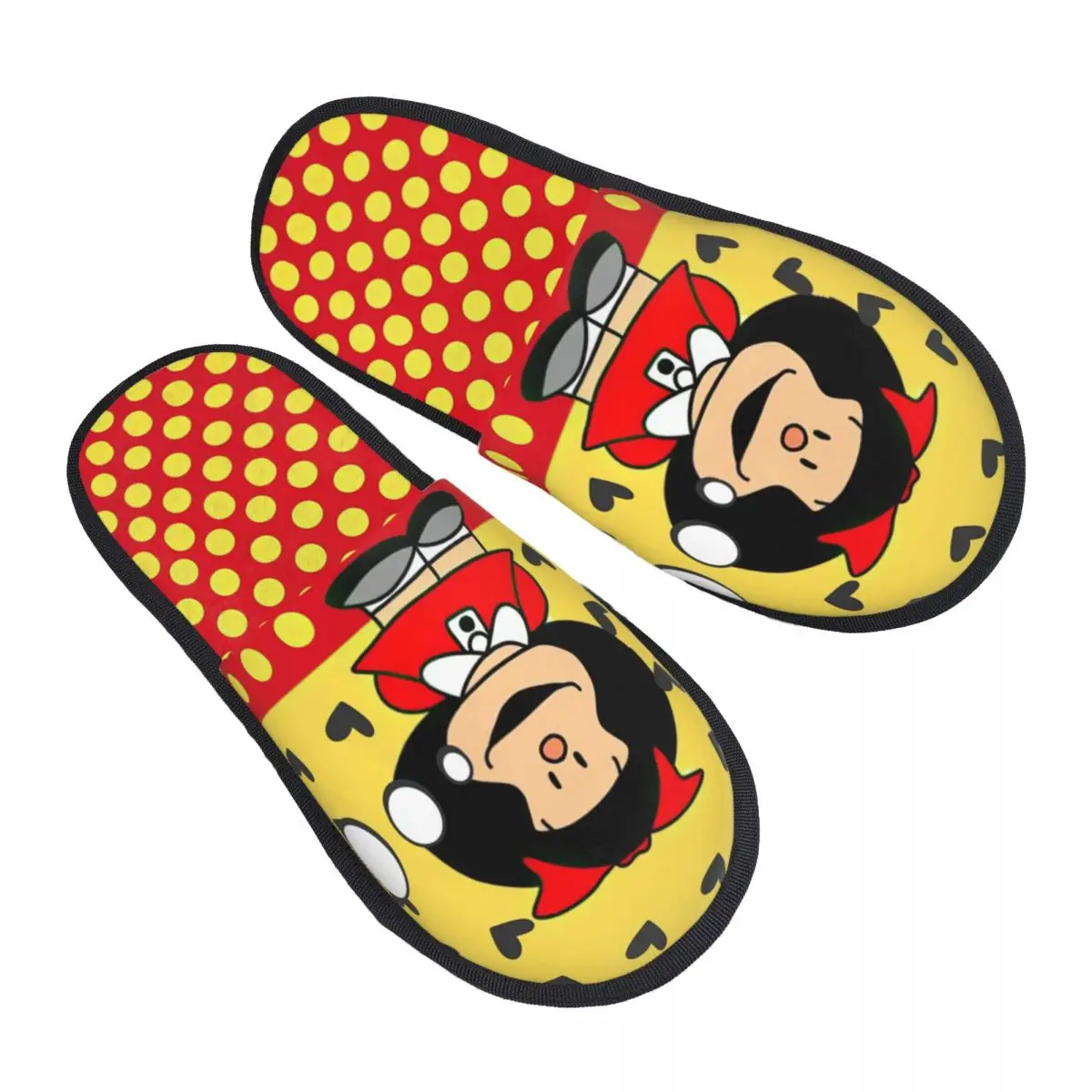 Custom Quino Comic Mafalda House Slippers Women Comfy Memory Foam Cartoon Slip On Bedroom Slipper Shoes